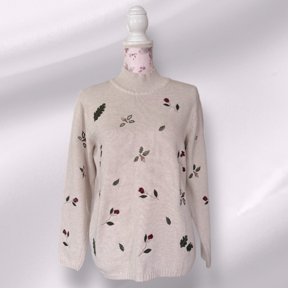Vintage Talbots Embroidered Pullover Knit Sweater
